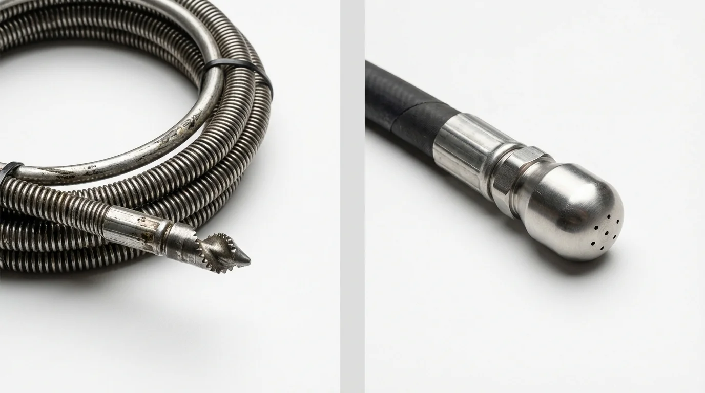 Drain snake cable and hydro jetting nozzle used for drain cleaning in Waverly, NE